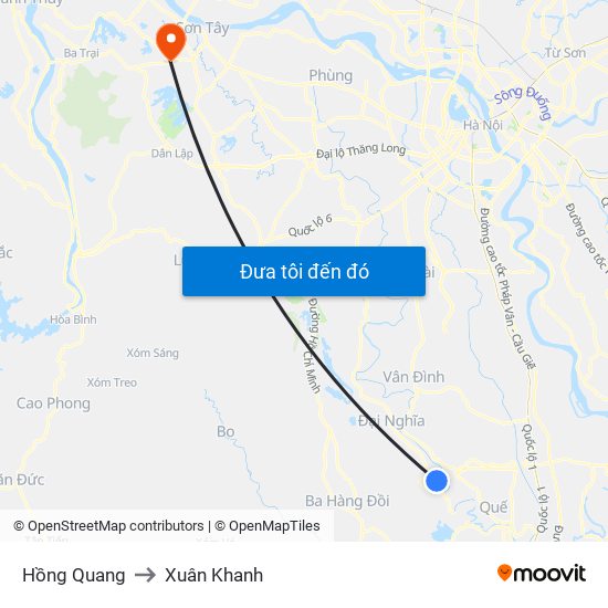 Hồng Quang to Xuân Khanh map