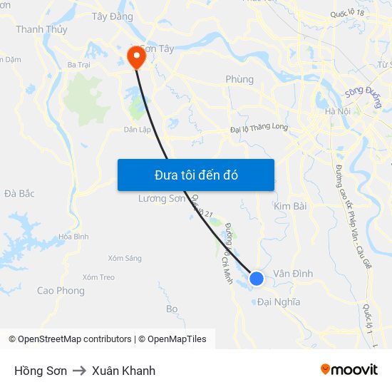 Hồng Sơn to Xuân Khanh map