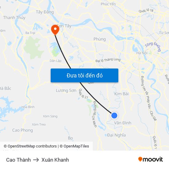 Cao Thành to Xuân Khanh map
