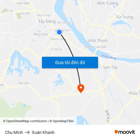 Chu Minh to Xuân Khanh map