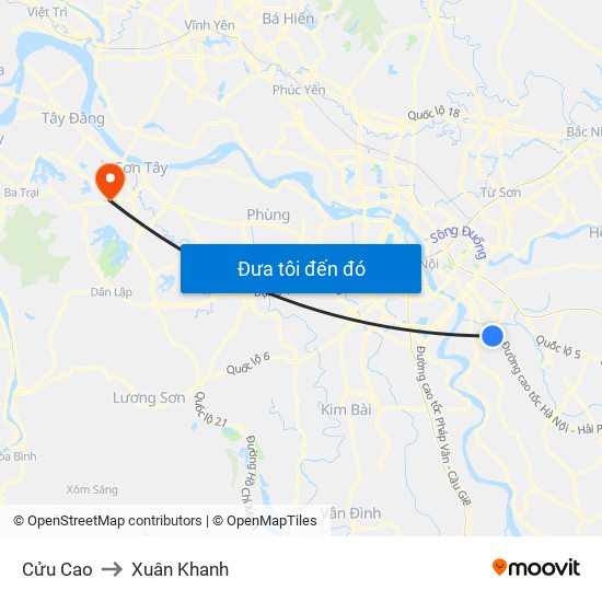 Cửu Cao to Xuân Khanh map
