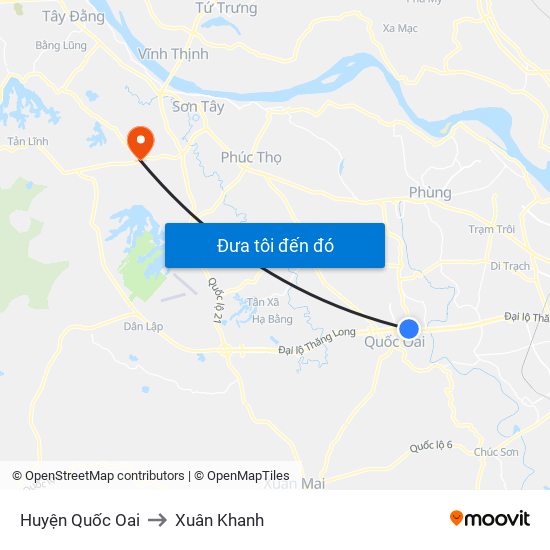 Huyện Quốc Oai to Xuân Khanh map