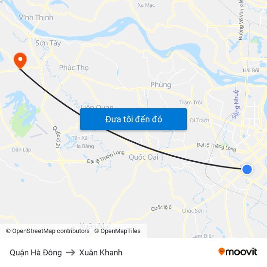 Quận Hà Đông to Xuân Khanh map