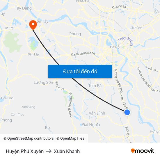 Huyện Phú Xuyên to Xuân Khanh map