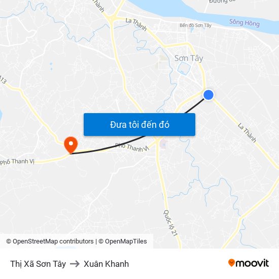 Thị Xã Sơn Tây to Xuân Khanh map