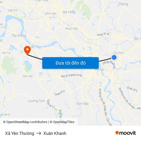 Xã Yên Thường to Xuân Khanh map