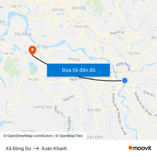 Xã Đông Dư to Xuân Khanh map