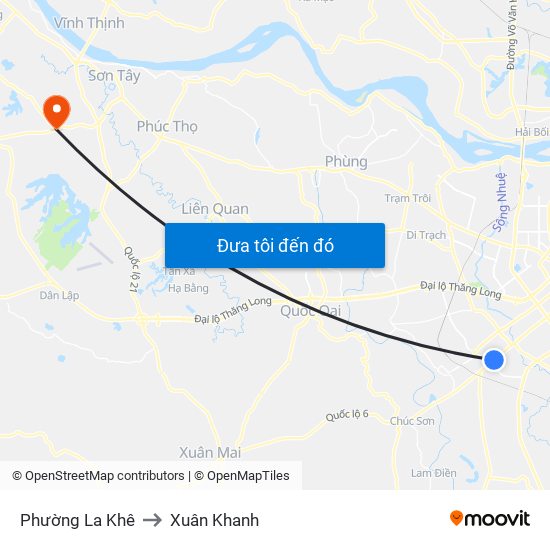 Phường La Khê to Xuân Khanh map