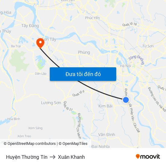 Huyện Thường Tín to Xuân Khanh map