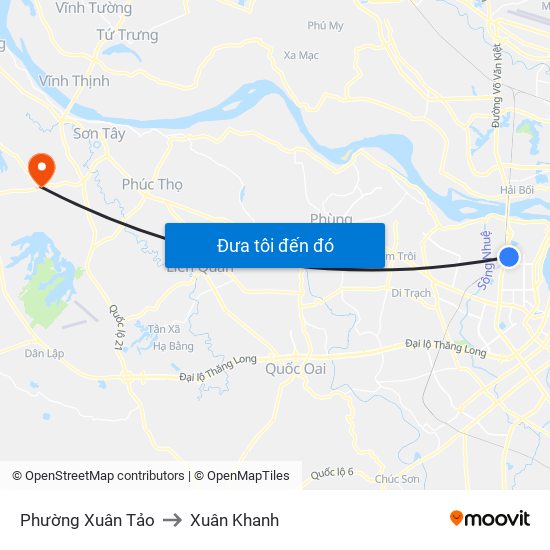 Phường Xuân Tảo to Xuân Khanh map