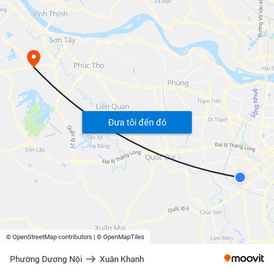 Phường Dương Nội to Xuân Khanh map