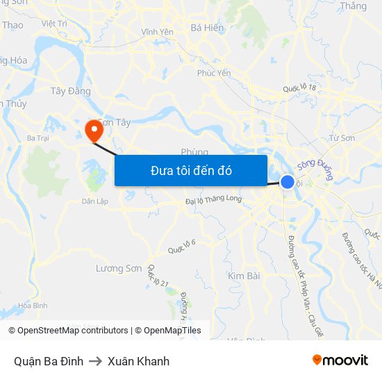 Quận Ba Đình to Xuân Khanh map