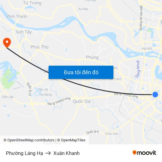 Phường Láng Hạ to Xuân Khanh map