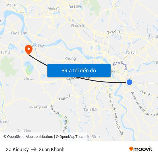 Xã Kiêu Kỵ to Xuân Khanh map