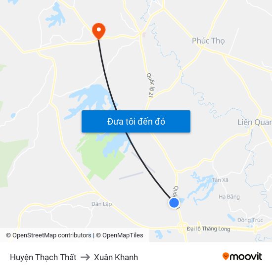 Huyện Thạch Thất to Xuân Khanh map