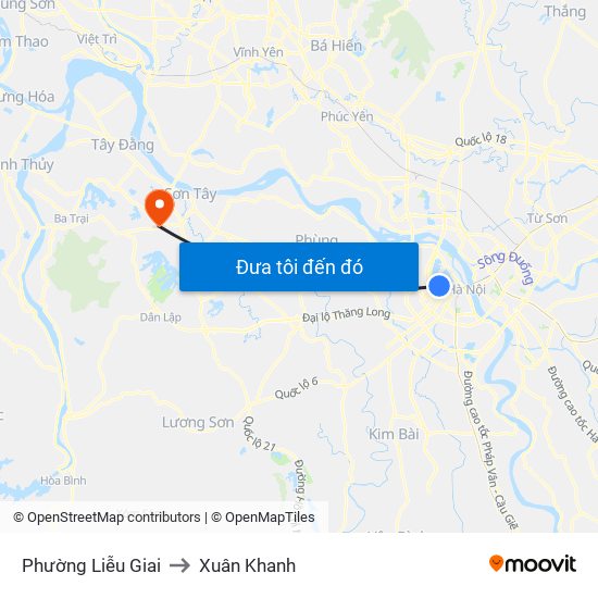 Phường Liễu Giai to Xuân Khanh map