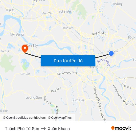 Thành Phố Từ Sơn to Xuân Khanh map