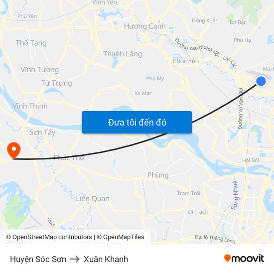Huyện Sóc Sơn to Xuân Khanh map