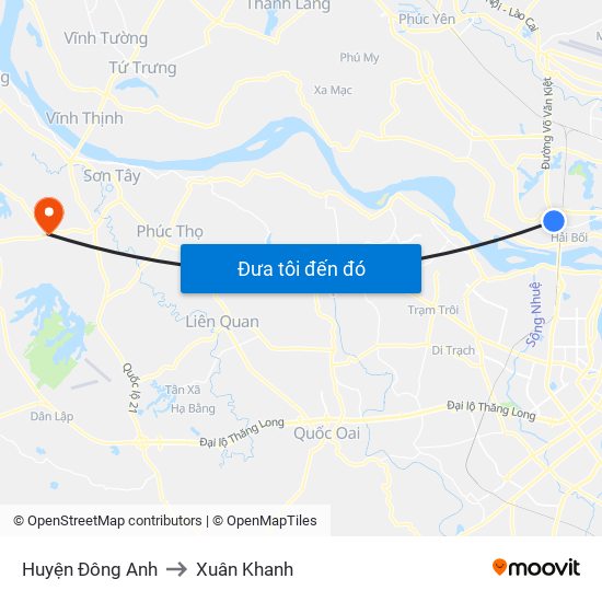 Huyện Đông Anh to Xuân Khanh map