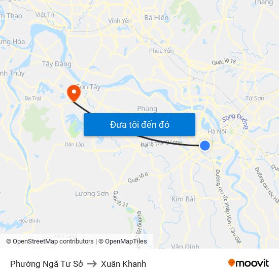 Phường Ngã Tư Sở to Xuân Khanh map