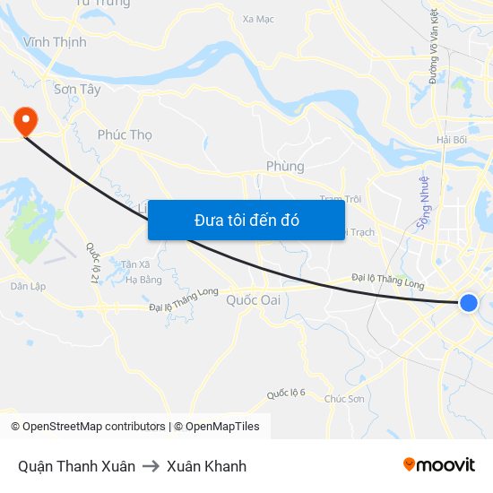 Quận Thanh Xuân to Xuân Khanh map