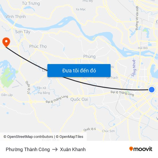 Phường Thành Công to Xuân Khanh map