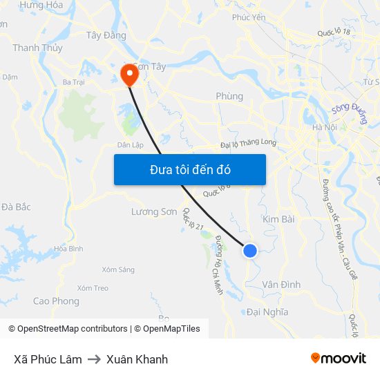 Xã Phúc Lâm to Xuân Khanh map