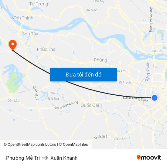 Phường Mễ Trì to Xuân Khanh map