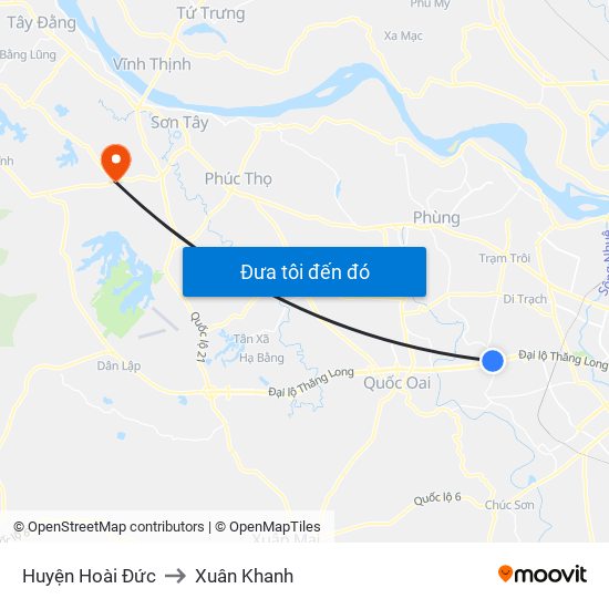 Huyện Hoài Đức to Xuân Khanh map