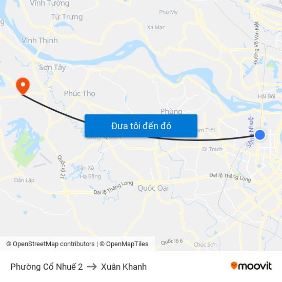 Phường Cổ Nhuế 2 to Xuân Khanh map