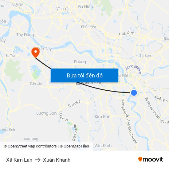 Xã Kim Lan to Xuân Khanh map