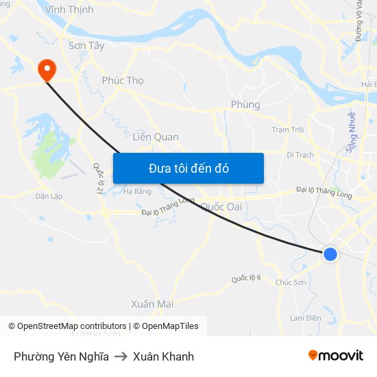 Phường Yên Nghĩa to Xuân Khanh map