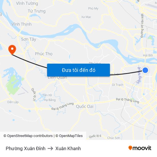 Phường Xuân Đỉnh to Xuân Khanh map