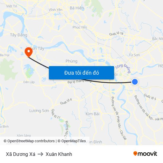 Xã Dương Xá to Xuân Khanh map