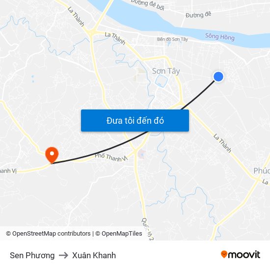 Sen Phương to Xuân Khanh map