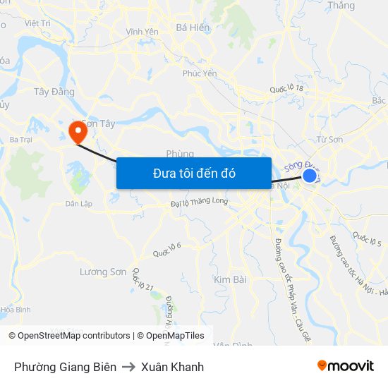 Phường Giang Biên to Xuân Khanh map