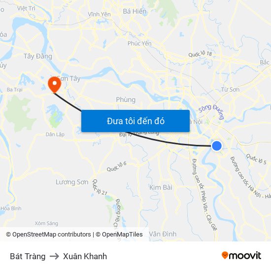 Bát Tràng to Xuân Khanh map