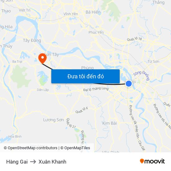Hàng Gai to Xuân Khanh map