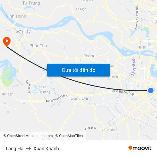 Láng Hạ to Xuân Khanh map