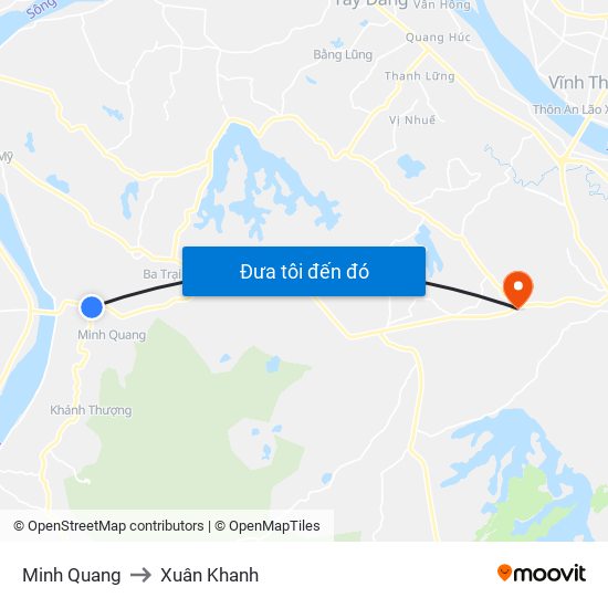 Minh Quang to Xuân Khanh map