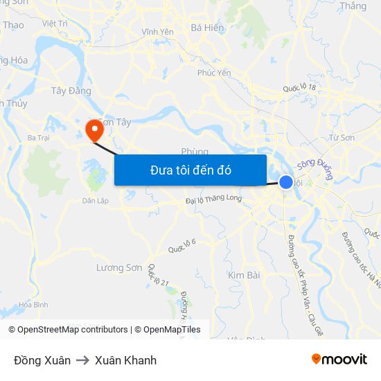 Đồng Xuân to Xuân Khanh map
