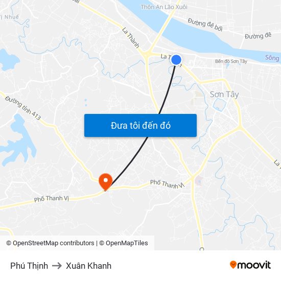 Phú Thịnh to Xuân Khanh map