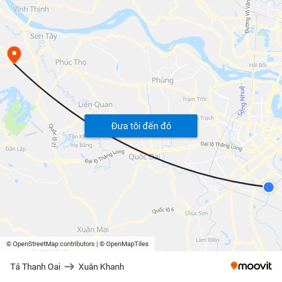 Tả Thanh Oai to Xuân Khanh map