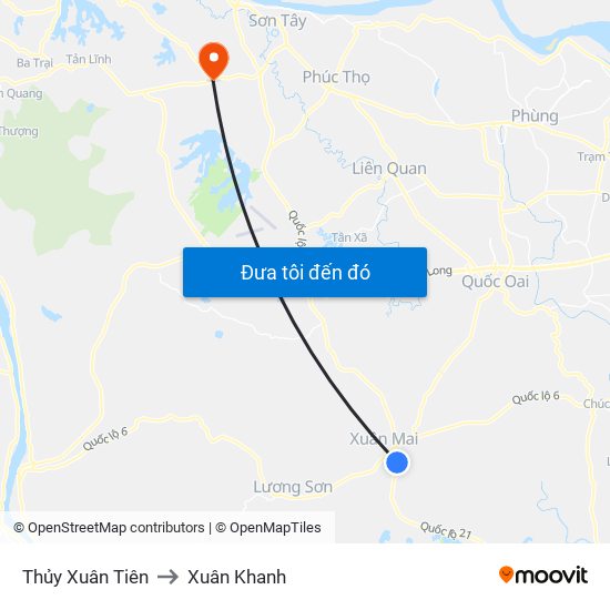 Thủy Xuân Tiên to Xuân Khanh map