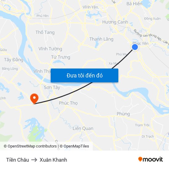 Tiền Châu to Xuân Khanh map