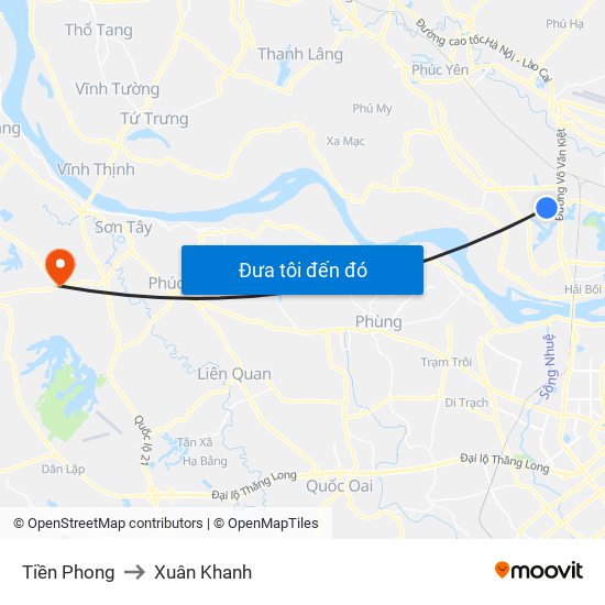 Tiền Phong to Xuân Khanh map