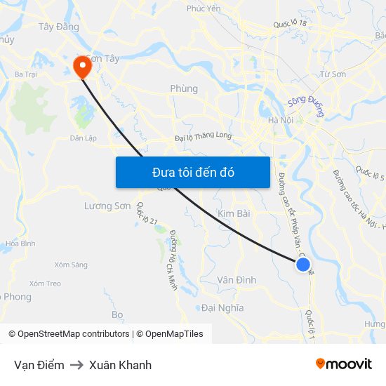 Vạn Điểm to Xuân Khanh map