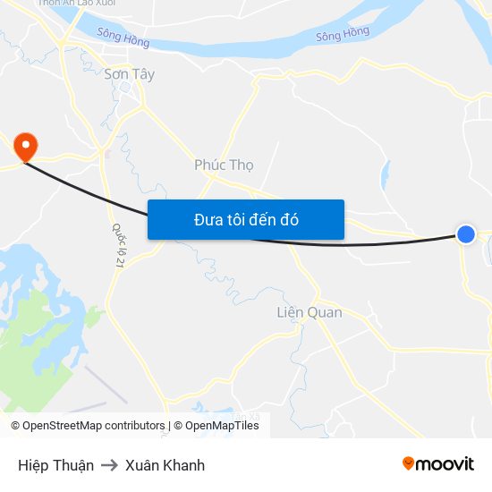 Hiệp Thuận to Xuân Khanh map