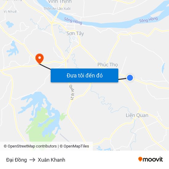 Đại Đồng to Xuân Khanh map
