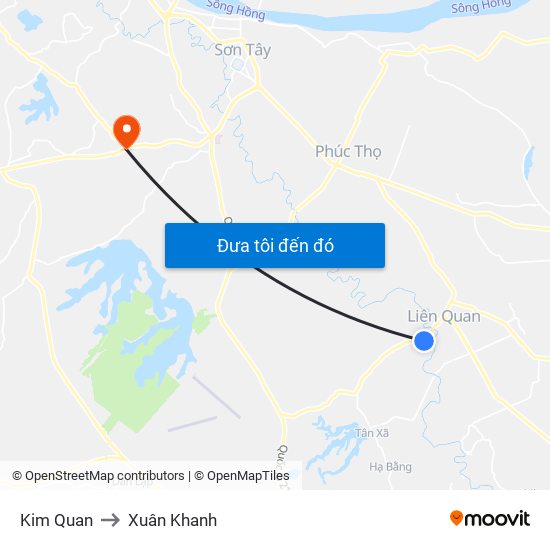 Kim Quan to Xuân Khanh map